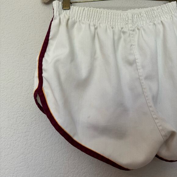 Vintage 70s-80s USC Trojans dolphin hem shorts J.J. MacIntyre white gold red SzM - Picture 6 of 8